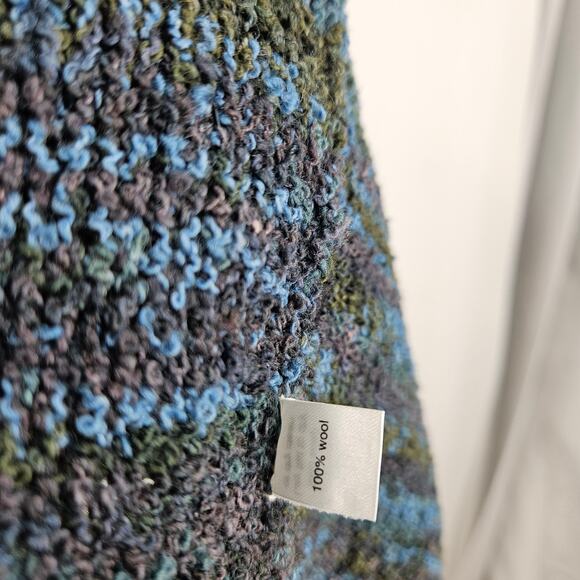 Peruvian Connection Cardigan Sweater Green Blue 100% Wool Button Front Size L - Picture 4 of 7